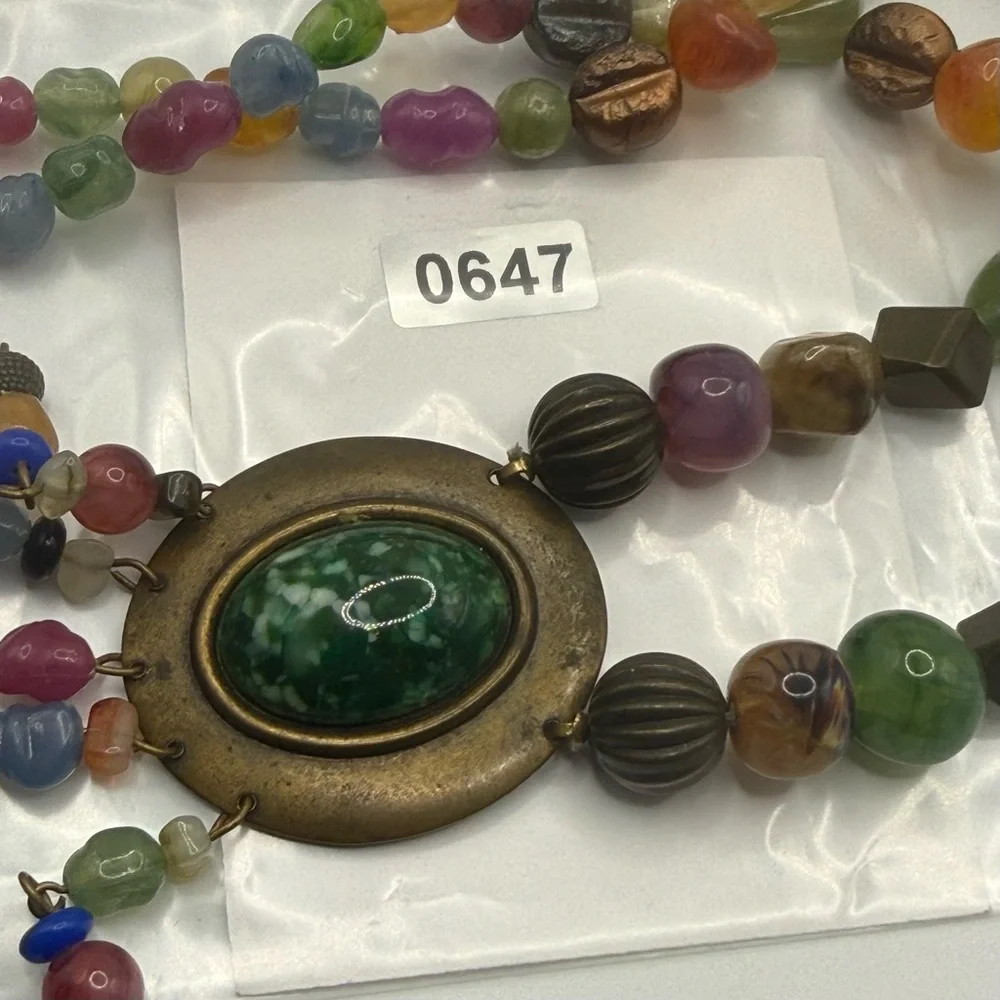 Vintage early‎ 1900s beaded pendant Necklace 18